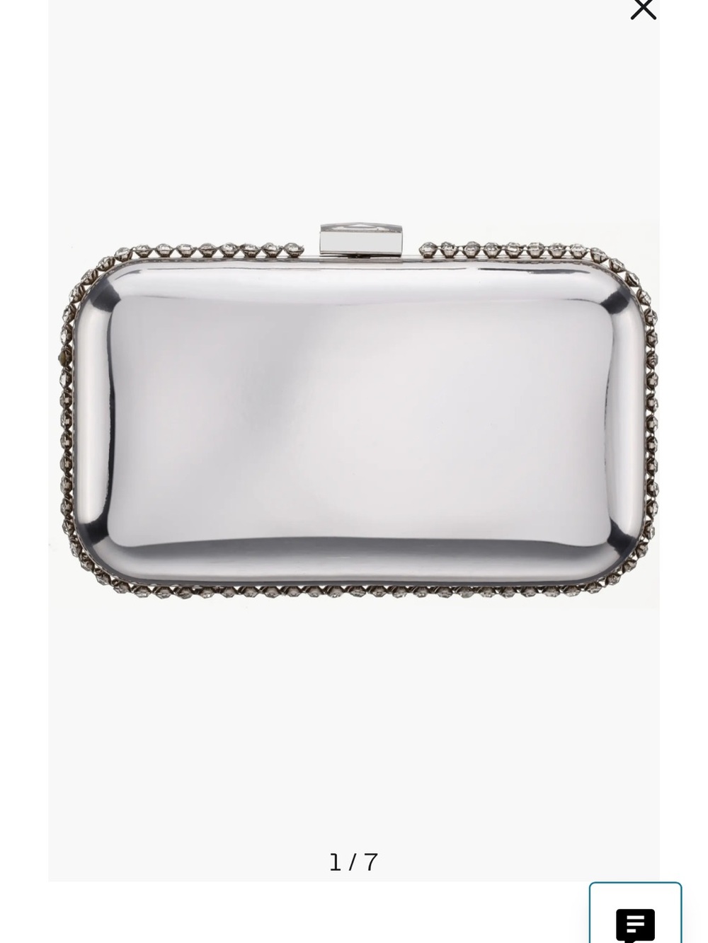 Nina Silver Metallic Beaded-Trim Rectangular Clutch